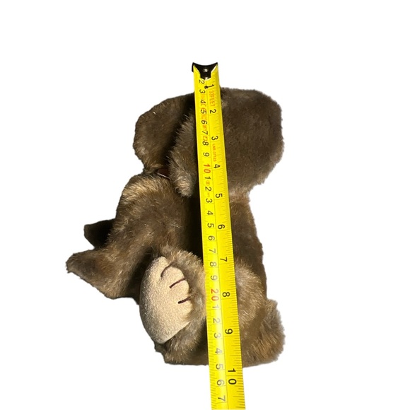 Gund 1985 Bunny Rabbit Plush Realistic Brown Sitting Pink Bow 10" Suede Paws - Picture 8 of 8